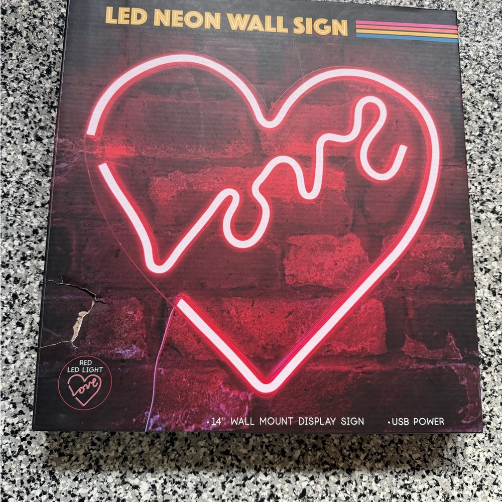 LED Neon Wall Sign - Red Heart Design
